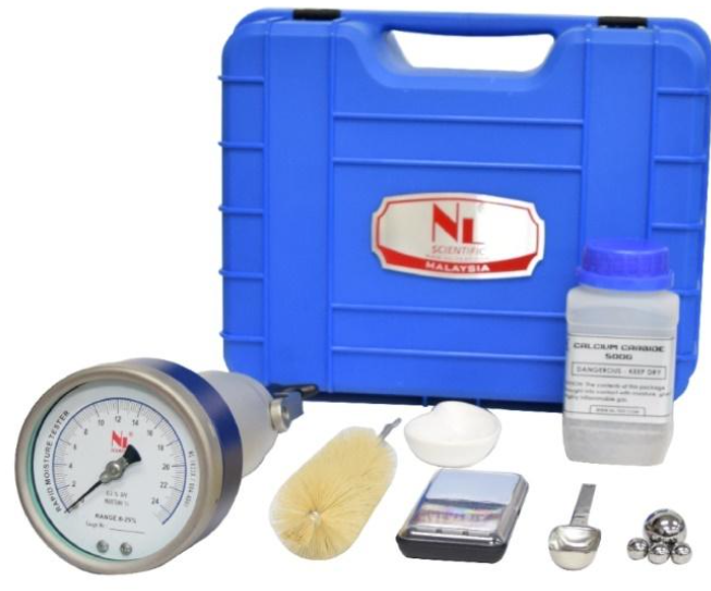 Medidor de humedad tipo Speedy NL Scientific con kit completo en maletín azul