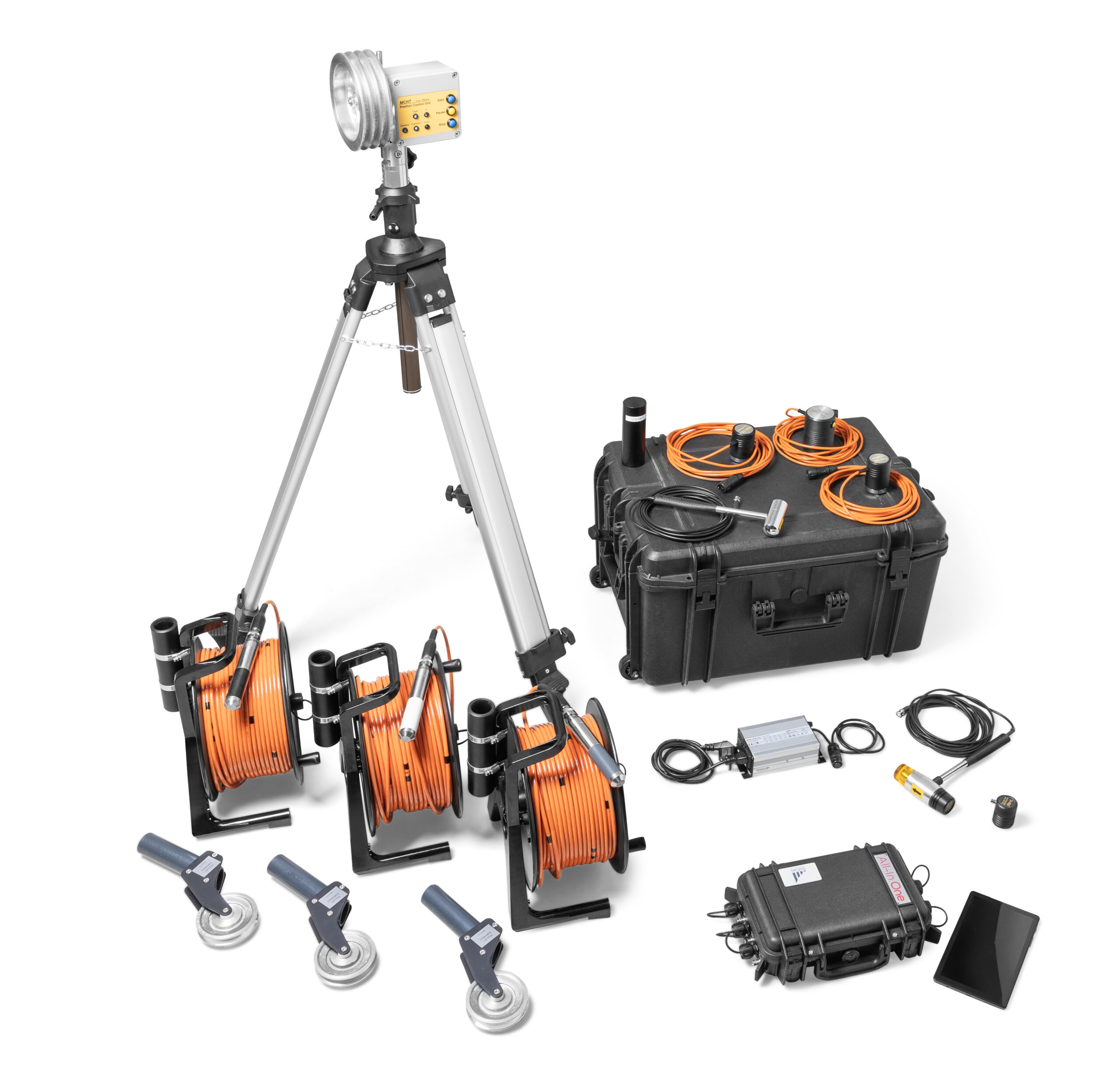 Equipo Cross Hole e integridad de pilotes Solgeo All-in-One con sensores y cables