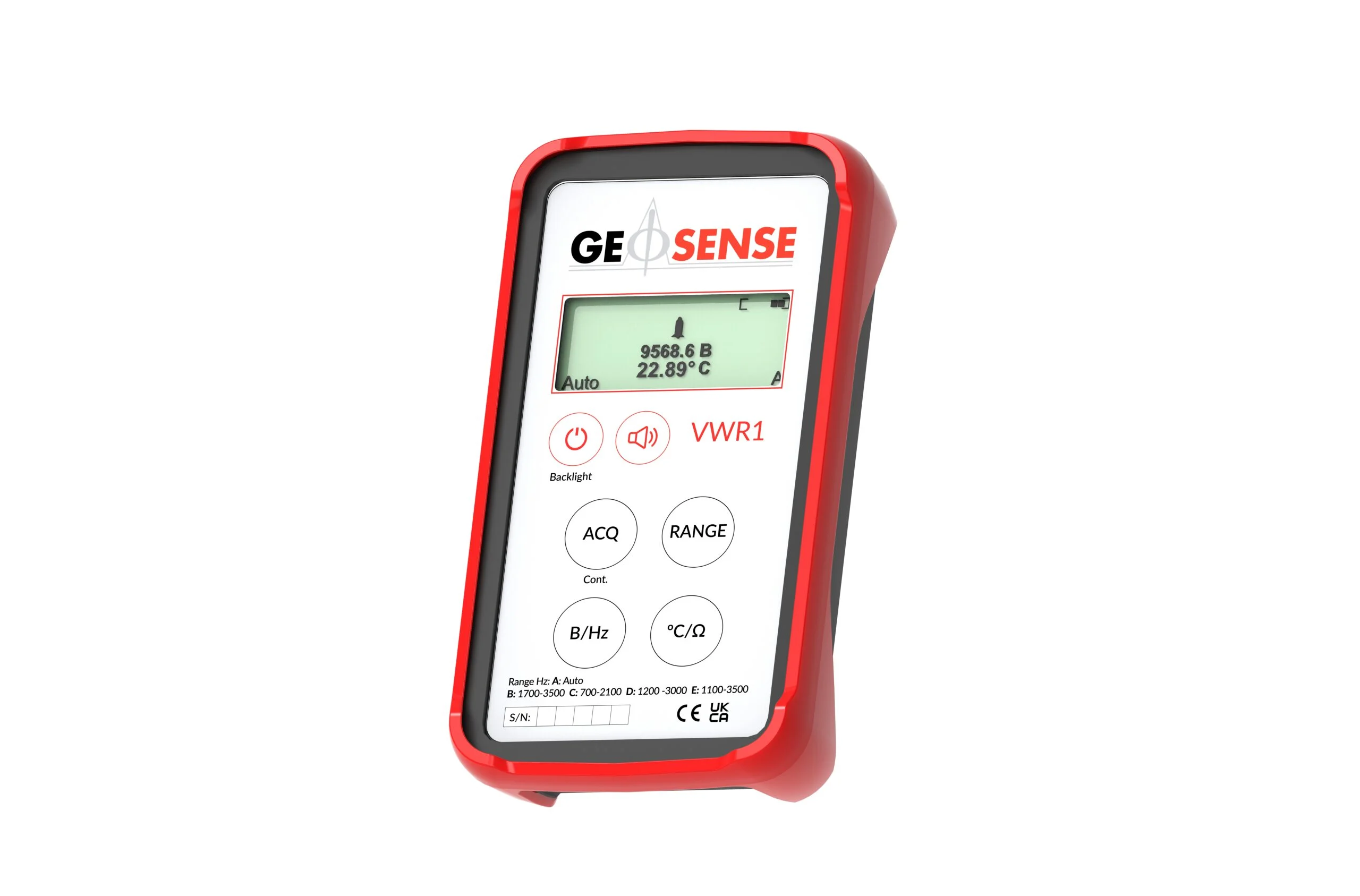 Lectora de cuerda vibrante Geosense VWR1 portátil con pantalla LCD.