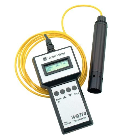 Turbidímetro portátil Global Water WQ770 con sensor y pantalla LCD